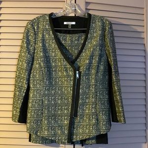 DKNY black and white asymmetrical suit